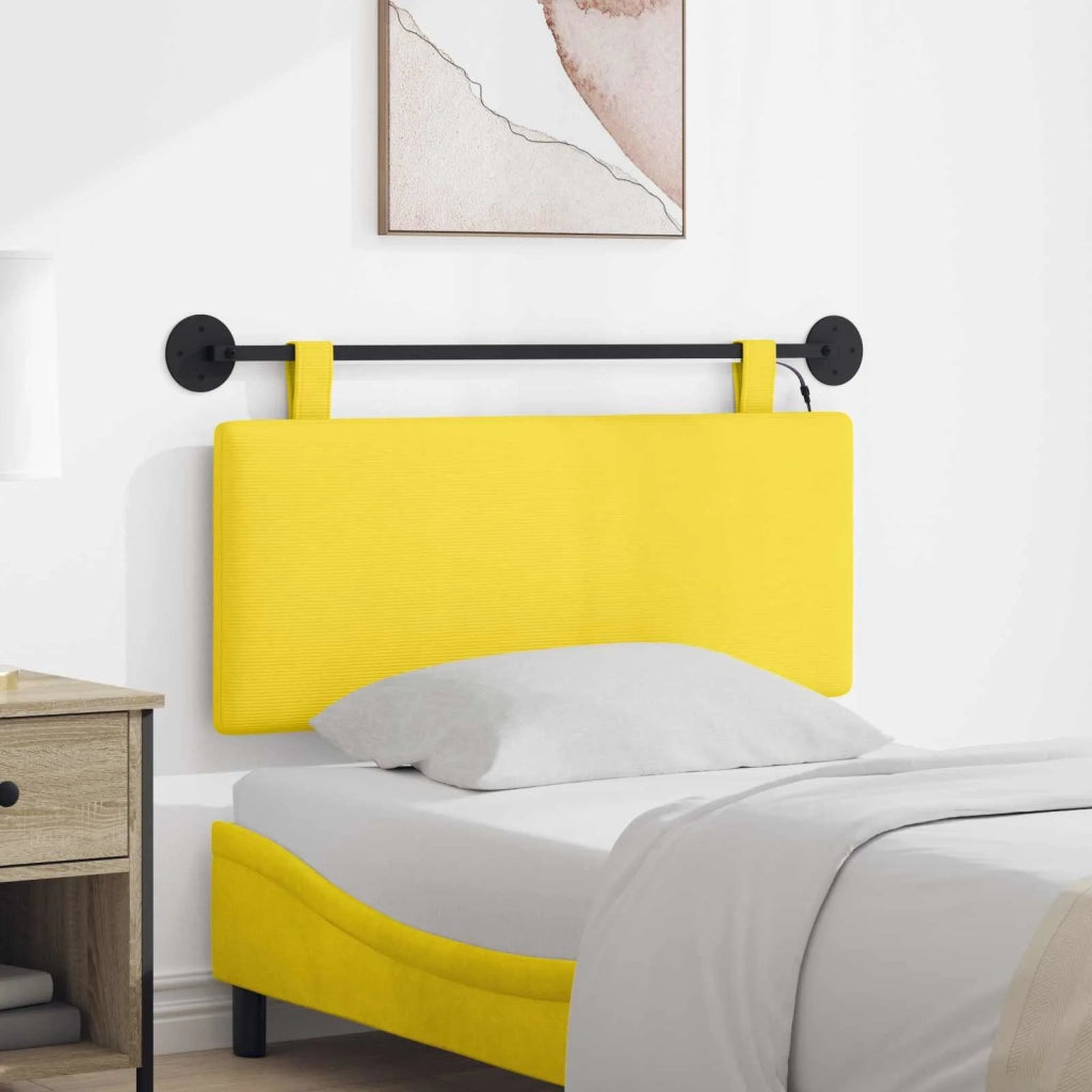 Testiera sospesa Con luce LED Giallo Chiaro Tessuto in Cords