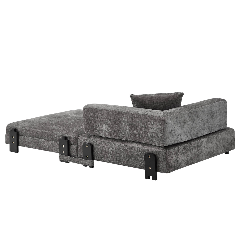 Divano letto convertibile 2 posti con funzione letto, porte USB e Type-C, tasche laterali, tessuto, Grigio scuro
