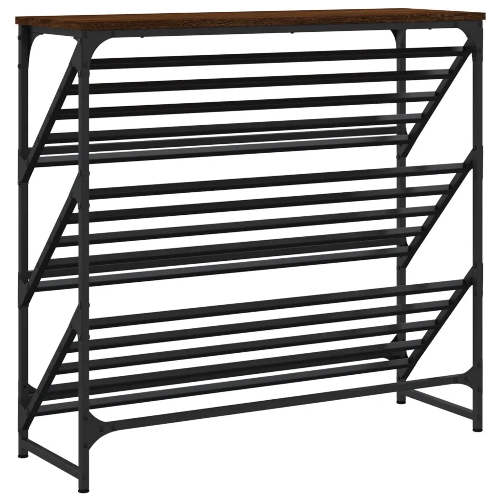 Scarpiera-Scaffale per scarpe Rovere Marrone 90x30x85 cm in Legno Multistrato