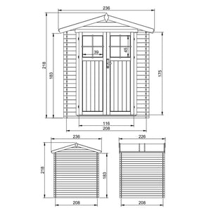Casetta da Giardino in Legno per Esterni -  H218 x 236 x 226 cm/ 4.33 m2 - TIMBELA M369F+M369G