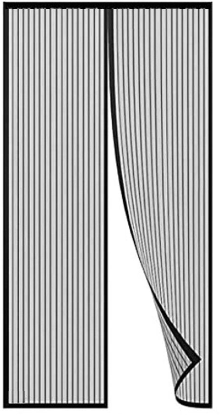 Maggente per porte, tenda di rete, chiusura magnetica sopra e sotto con chiusura automatica, mantiene l'aria fresca all'interno (90 x 215 cm) - nero