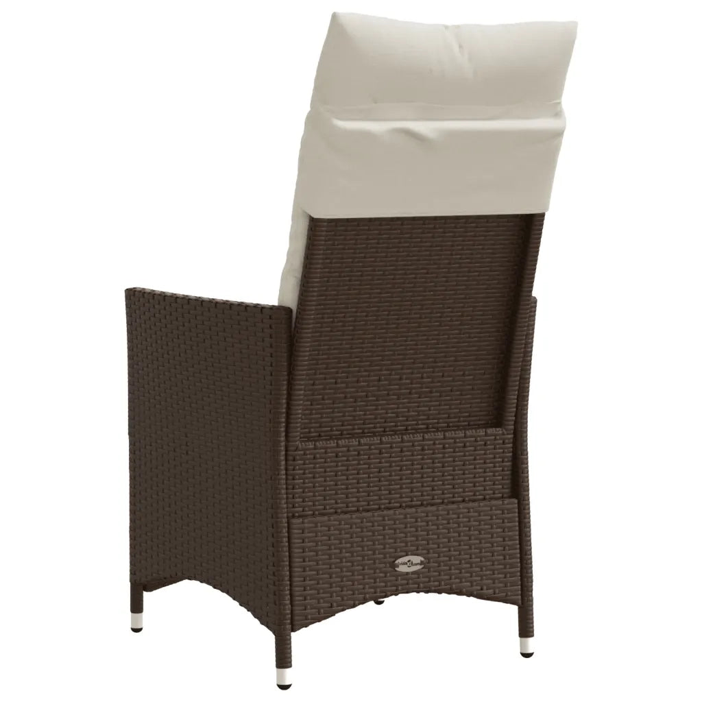 Sedia Reclinabile da Giardino | Sedie da Esterno con Cuscini Marrone in Polyrattan