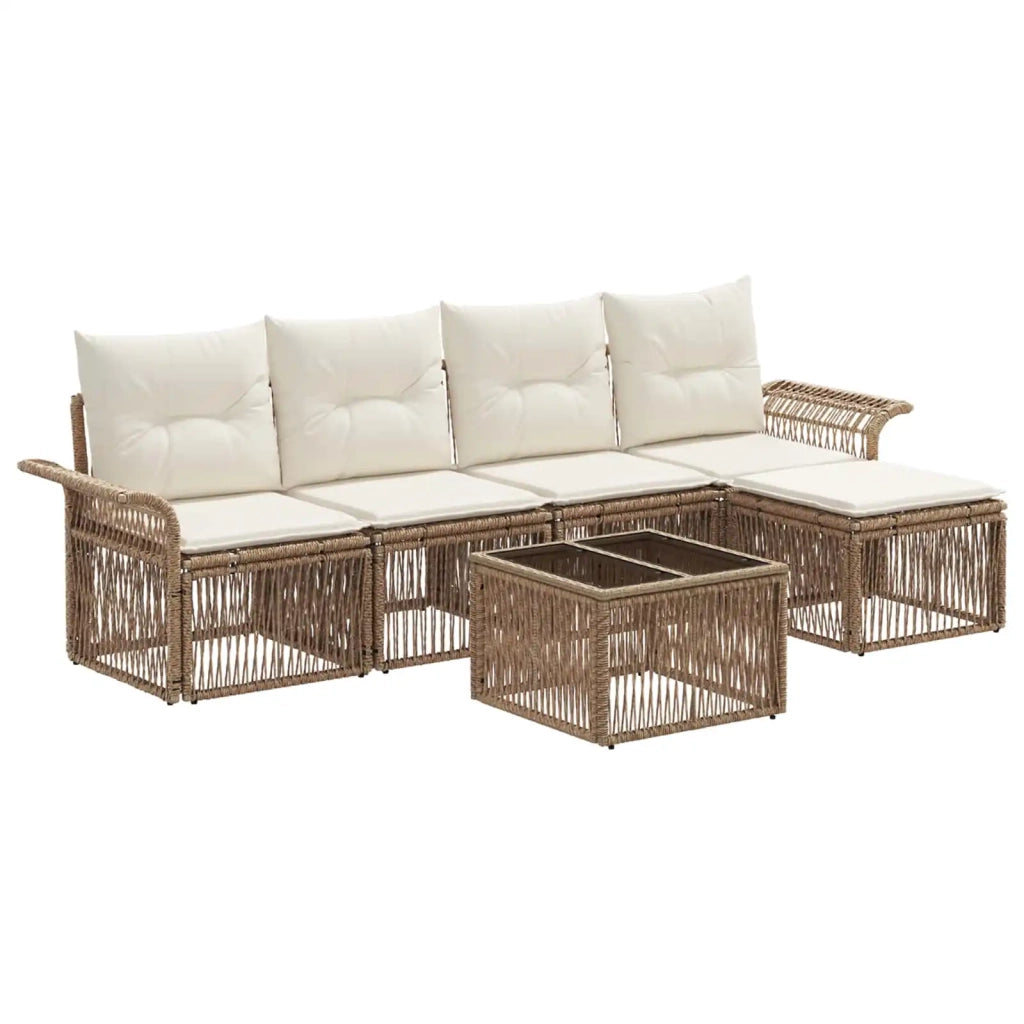 Set Divano da Giardino 6 pcs Beige polyrattan