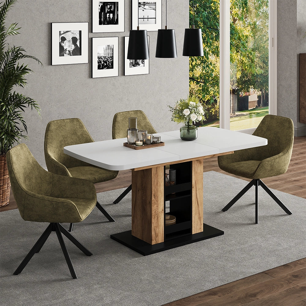 Vicco tavolo da pranzo allungabile Rovere bianco/dorato 120 x 80 cm