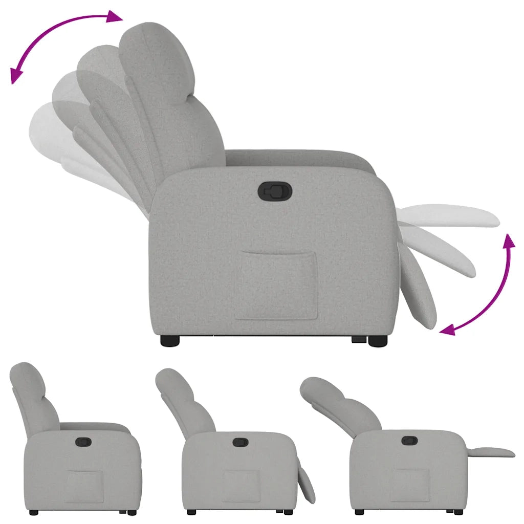 Poltrona Alzapersona Reclinabile Grigio Nuvola in Tessuto 3302981