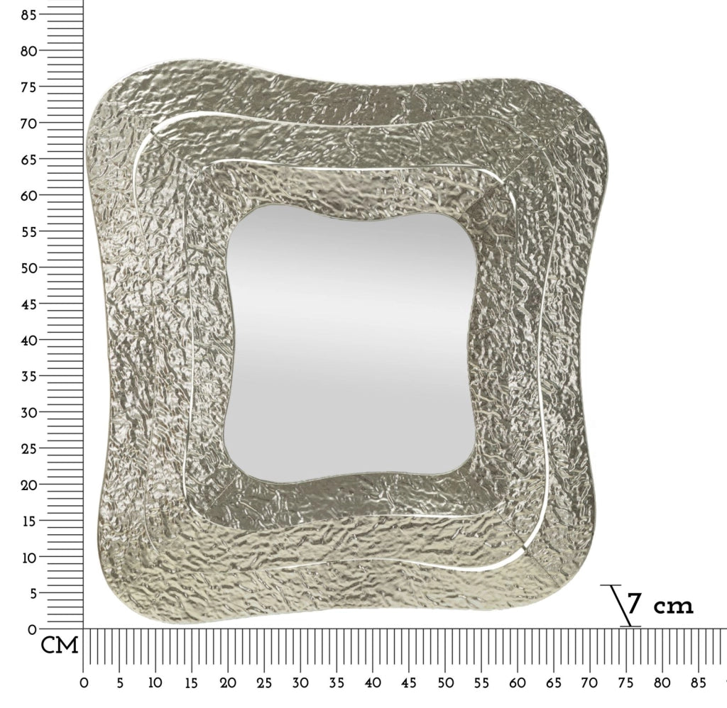 Specchio Aury Square 74x7x79 cm in Metallo e Specchio Argento
