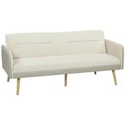 DIVANO LETTO 3 POSTI CON SCHIENALE RECLINABILE E RIVESTIMENTO EFFETTO VELLUTO, 185X84X83 CM, BEIGE