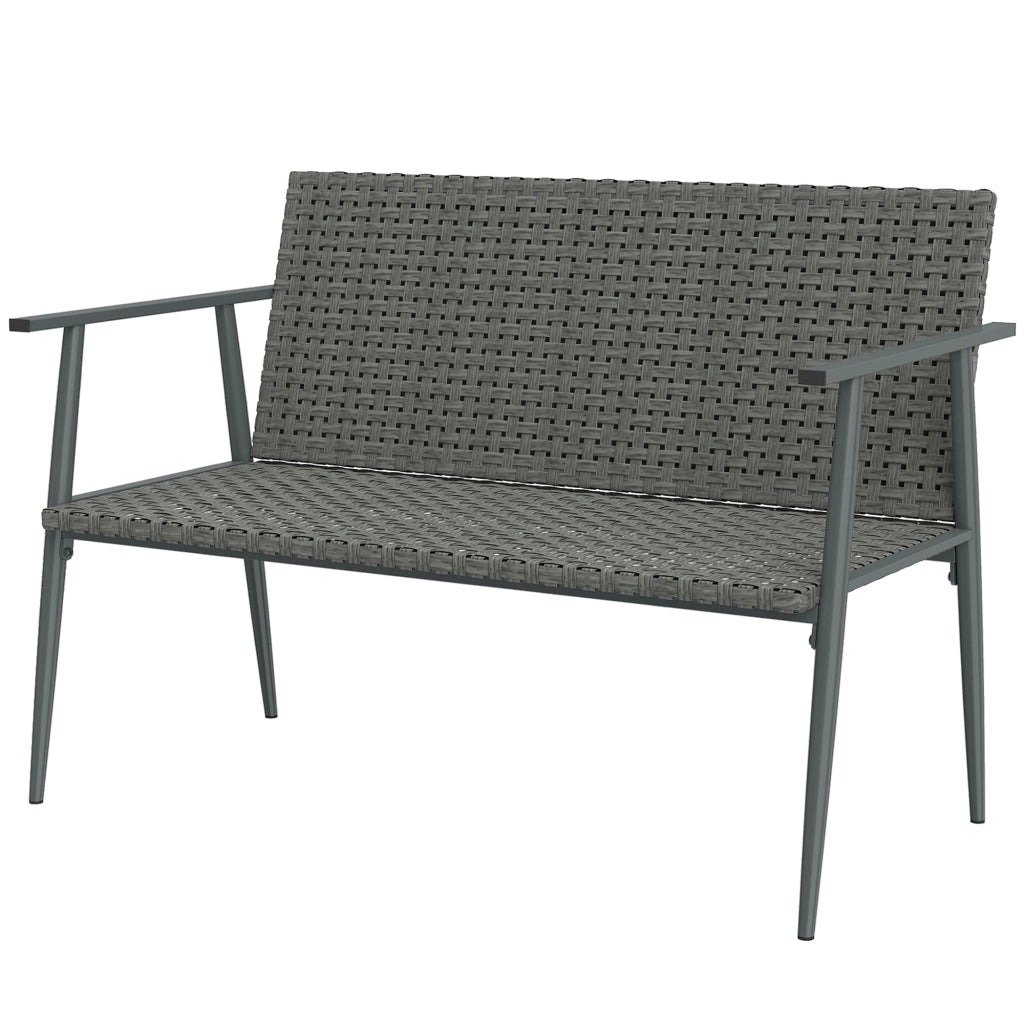 Divano da Giardino 2 Posti in Resina e Acciaio ¨C zephmum ¨C Grigio 110x58x78cm