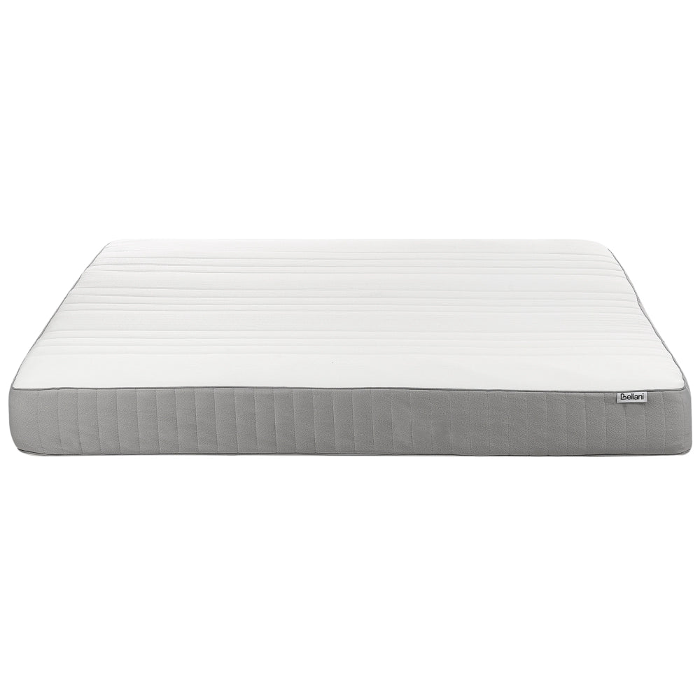 Materasso EU Medio 180 x 200 cm Bianco Grigio Schiuma Imbottitura Poliestere Sfoderabile
