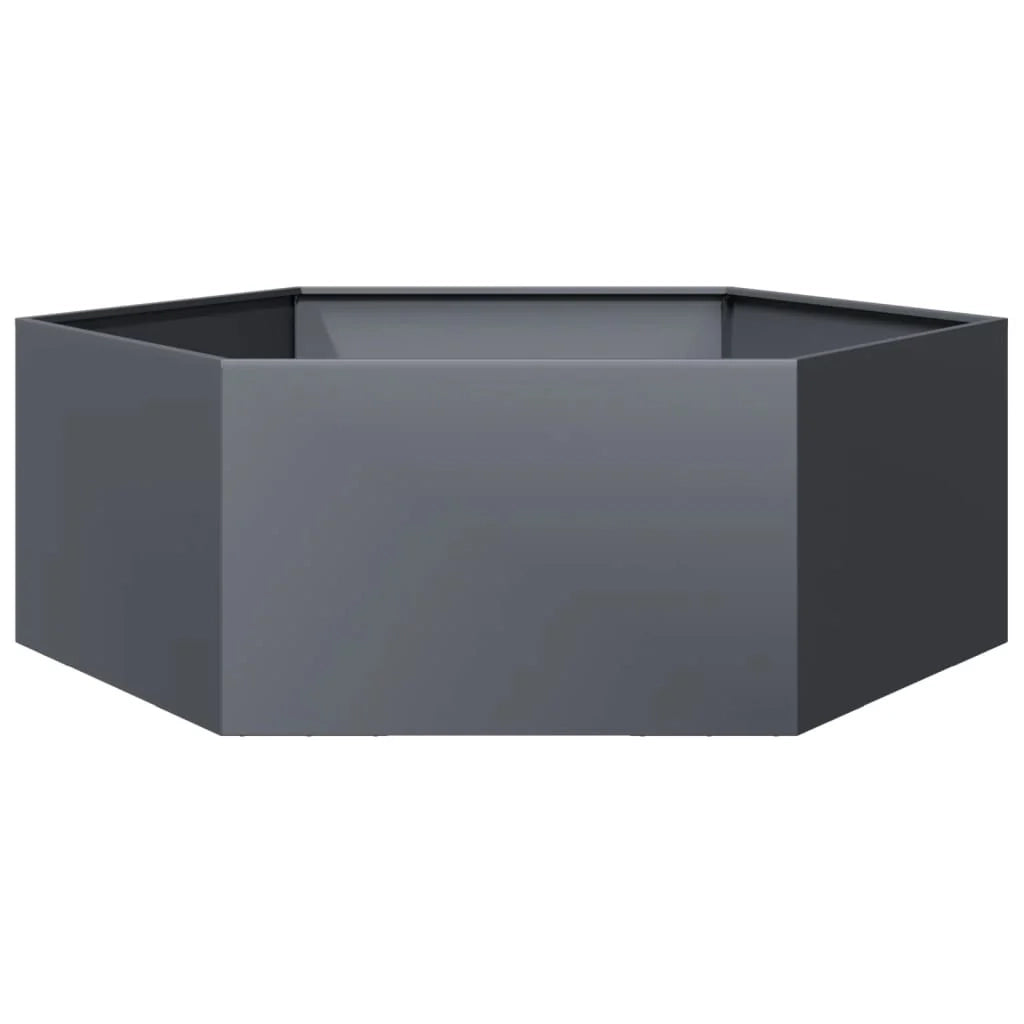 Fioriera/aiuola esagonale per piante fiori terrazza giardino 138 x 120 x 45 cm acciaio antracite 02_0038636