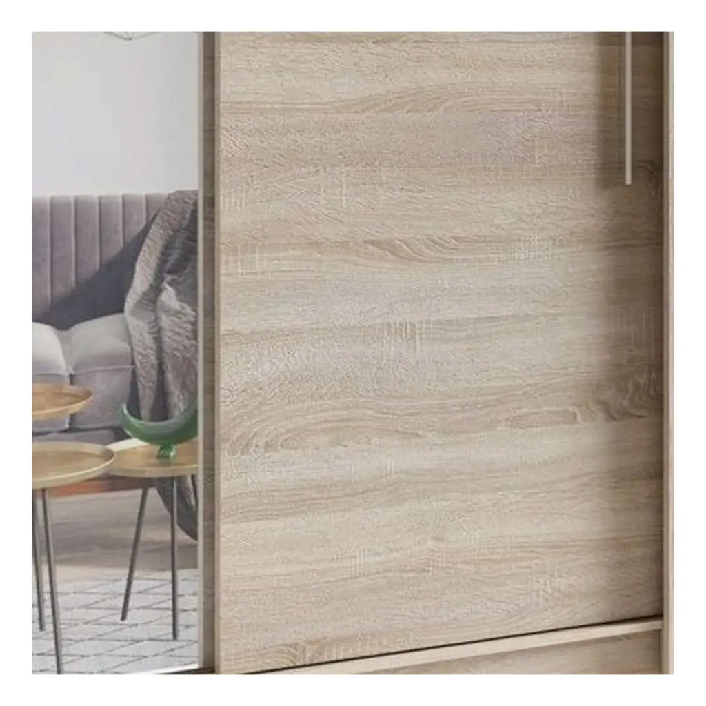Armadio con 2 porte scorrevoli con specchio 155 cm - rovere chiaro - Collezione OZZULA