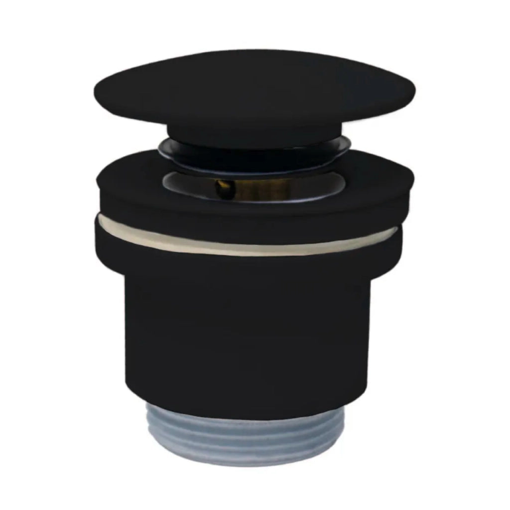 PILETTA CLICK CLACK IN OTTONE NERO CON TAPPO IN CERAMICA NERO OPACO E VITE CENTRALE 11/4   Idroweb