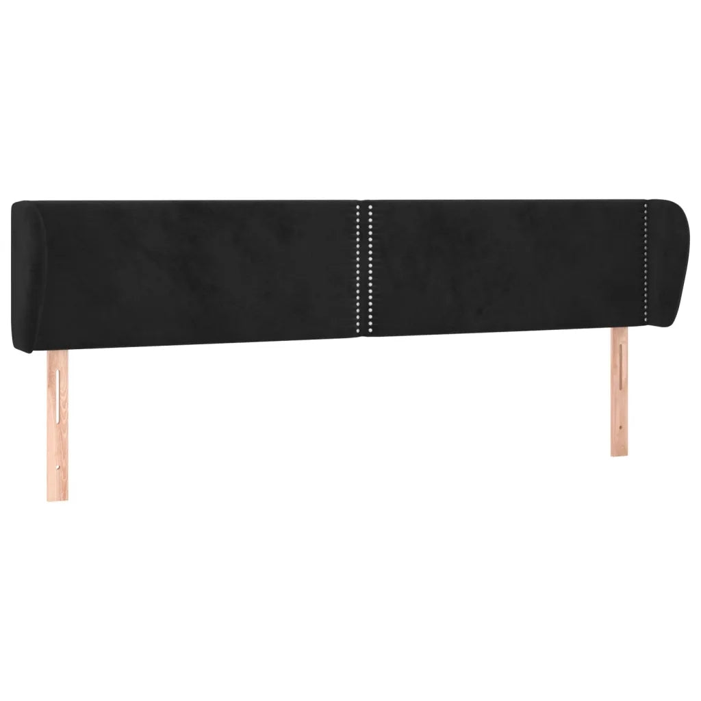 Testiera ad Orecchio-Testata con Orecchie Nera 183x23x78/88 cm in Velluto 392372