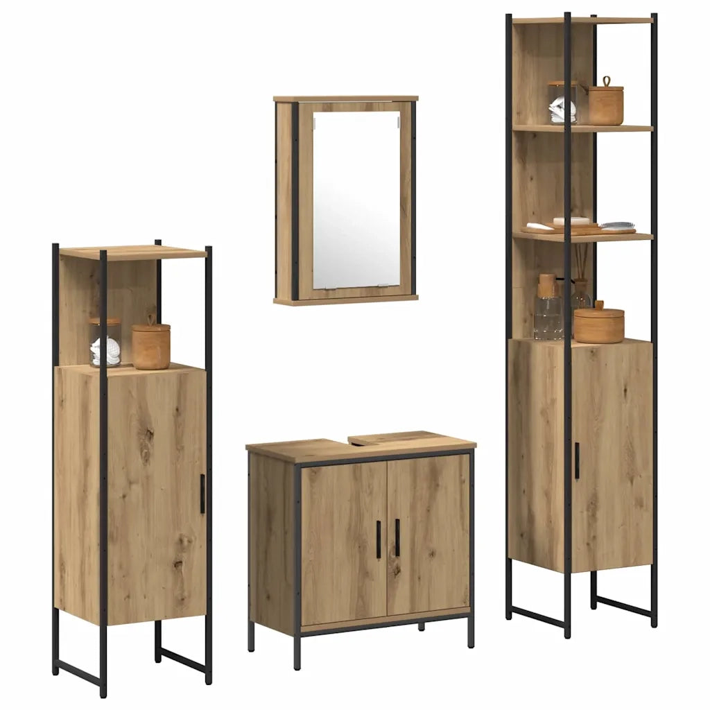 Set di mobili per il bagno 4 pcs Marrone Legno multistrato 3334434