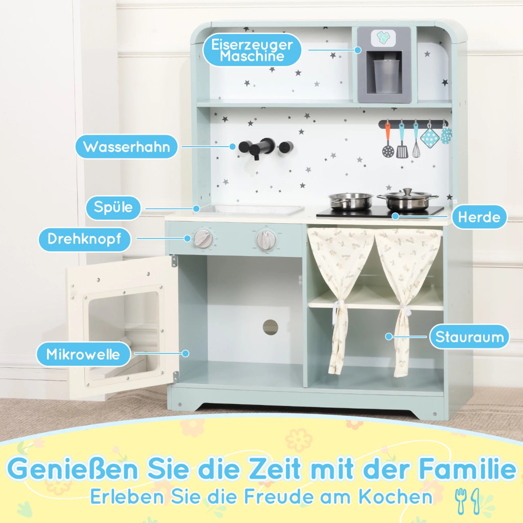 Cucina giocattolo per bambini ¨C Minimal ¨C Legno e plastica blu 29x60x81cm