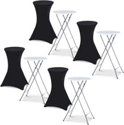 Set di 4 tavoli alti pieghevoli da 105 cm e 4 coperture nere