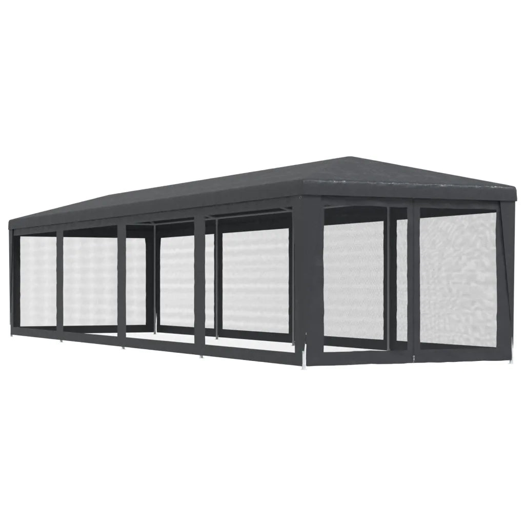 Tenda per Feste con 10 Pareti in Rete Antracite 3x12 m in HDPE