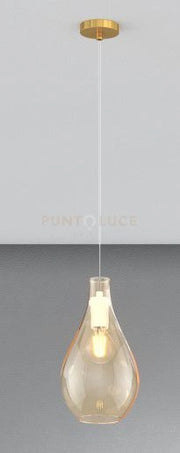 SOSPENSIONE OTTONE SAT. 1 LUCE VETRO PICCOLO AMBRA 1193OS-SP-AM