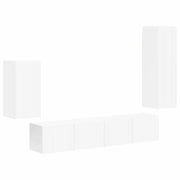 Set mobile TV Montaggio a parete 4 pz | Armadietto TV | Mobile Porta TV Bianco Legno multistrato