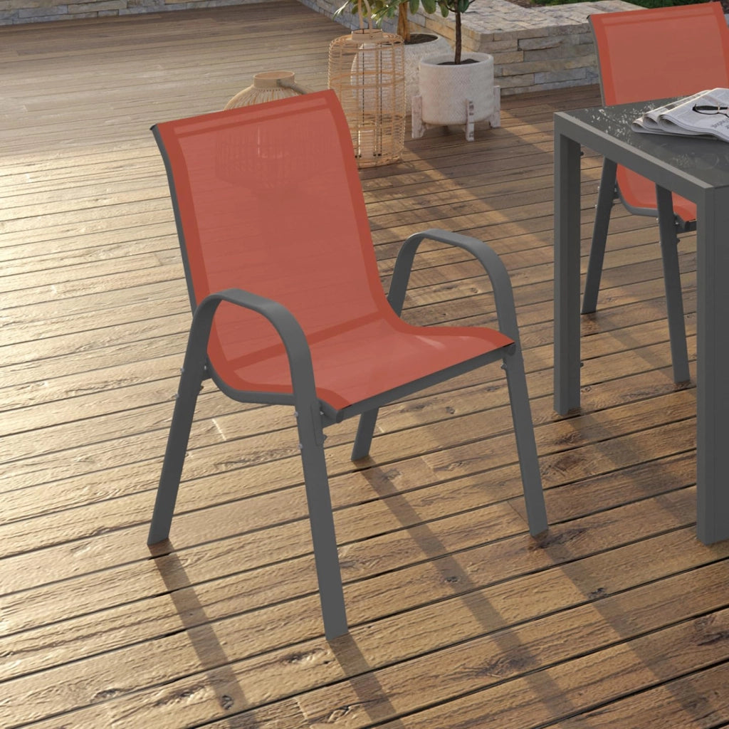 Set di 6 sedie da giardino impilabili LYMA in metallo e textilene terracotta