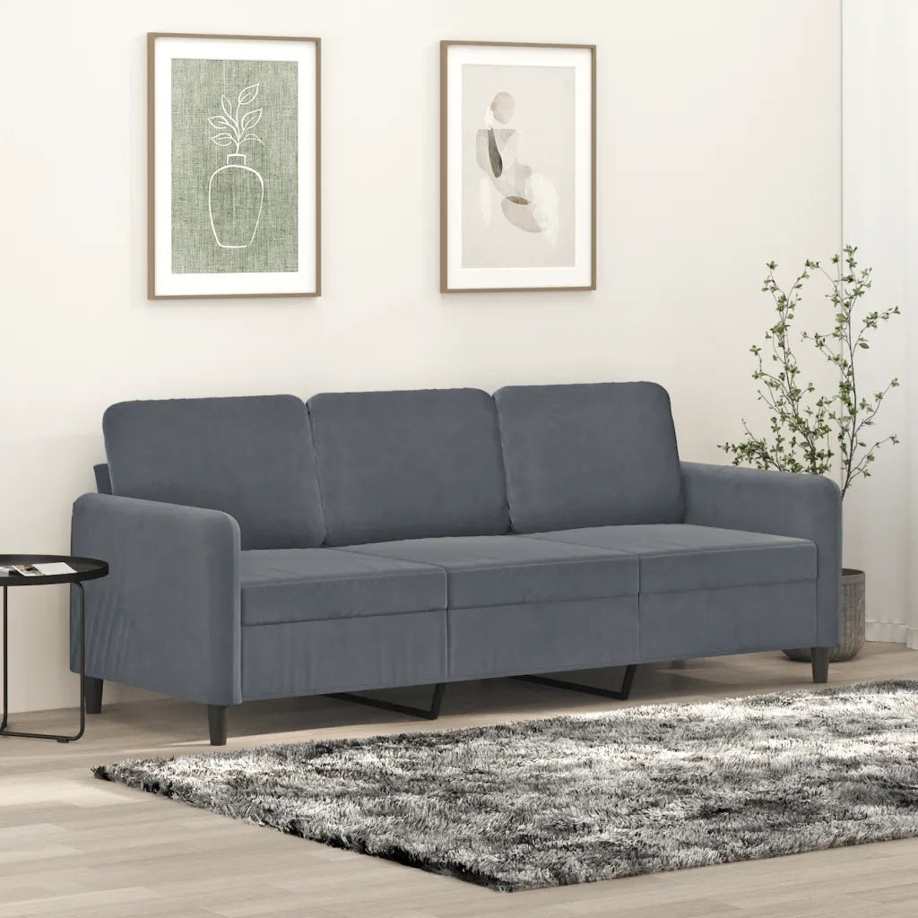 Divano a 3 Posti-Sofa 3 Posti Grigio Scuro 180 cm in Velluto 491791