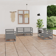 Set Divani da Giardino 6 pz Grigio in Legno Massello di Pino 3075441