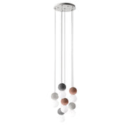Sfera - Lampada a sospensione 6 luci con sfere in cemento e vetro opale - 6XG9 max 6X7W, design moderno, IP20, lampadine escluse
