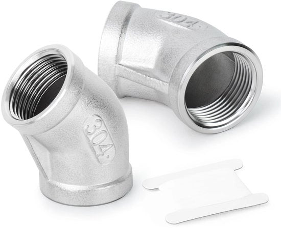 Connettori per tubi a 45 gradi in acciaio inossidabile 304 - 1/2 BSP - 2 pezzi - alta duttilità a temperatura elevata - facile da installare