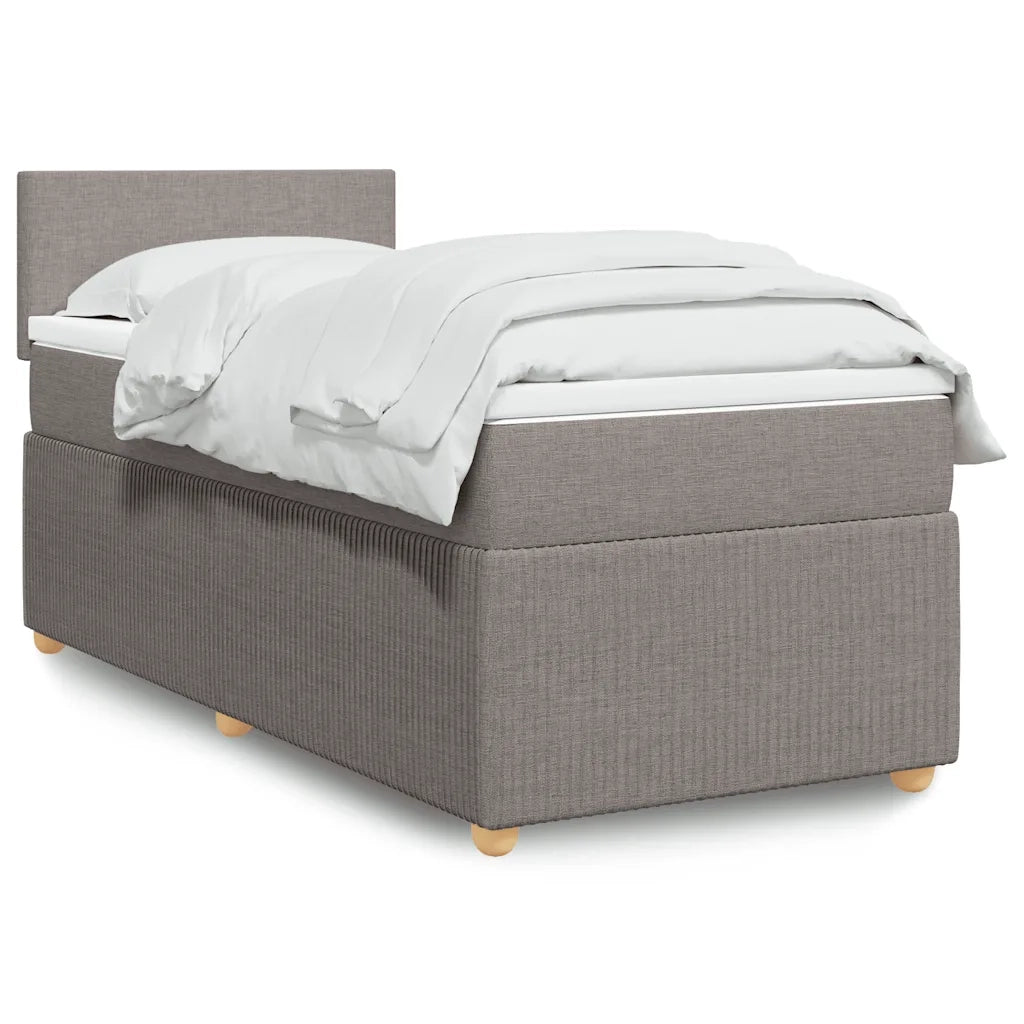 vidaXL Giroletto a Molle con Materasso Tortora 100x200 cm in Tessuto