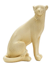 Leopardo perlato sdraiato, poliresina oro 23x15,5x29 cm