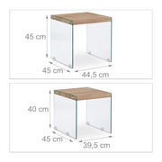 Set di 2 tavolini impilabili in legno con gambe in vetro 13_0002486