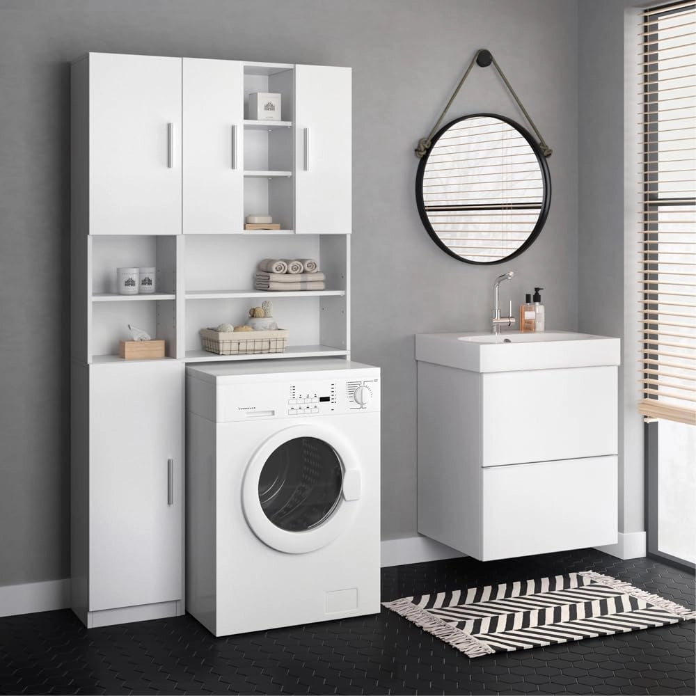 Mobile bagno alto Luis, Bianco, 32 x 190 cm, combinabile con la serie Luis per riporre oggetti in bagno