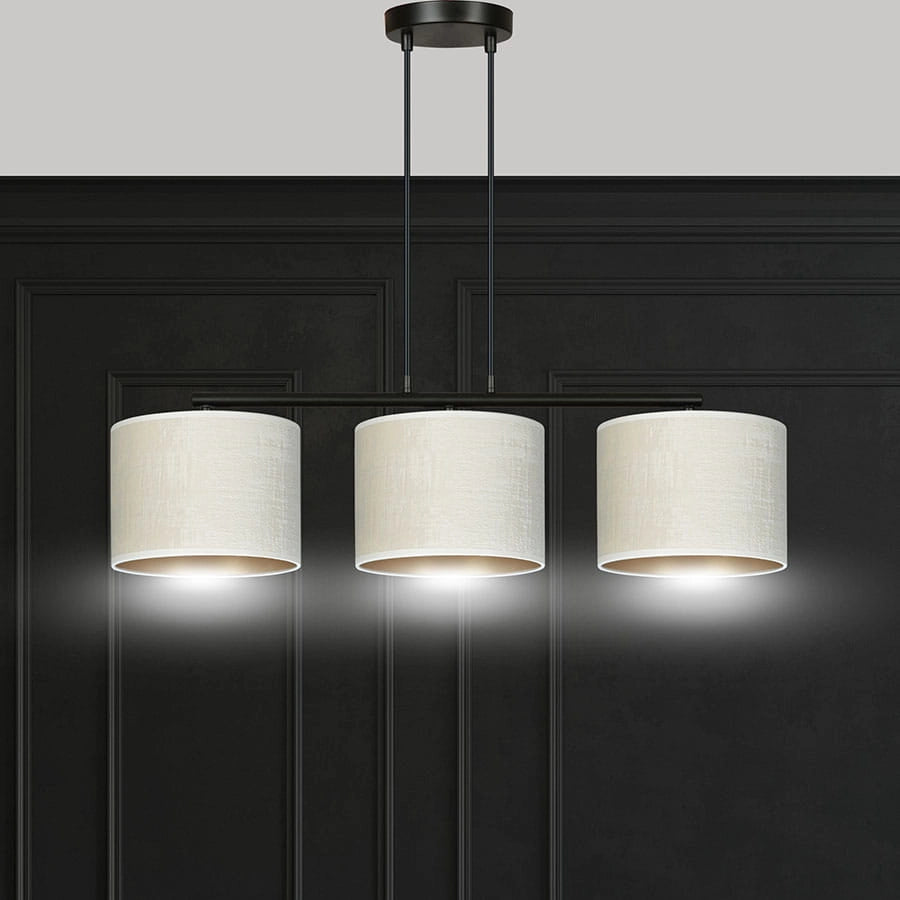 Lampadario Emibig Hilde 3 luci E27 nero crema oro