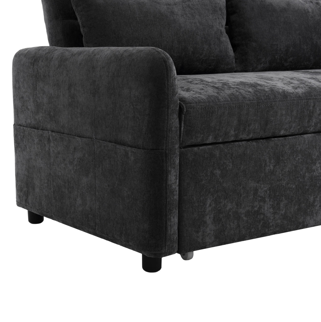 Divano letto estraibile a 2 posti con schienale regolabile; USB e supporto telefono; grigio in chenille