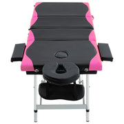 Lettino Massaggio Pieghevole 4 Zone in Alluminio Nero e Rosa 110248