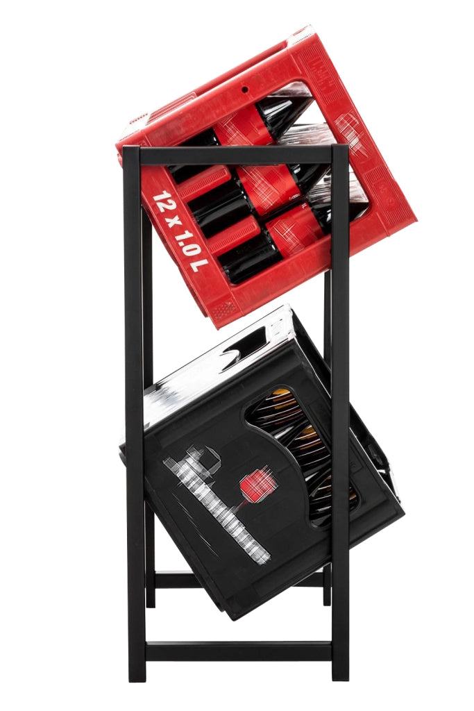 Scaffale Porta Casse di Bibite Lennert per 2 scatole,nero