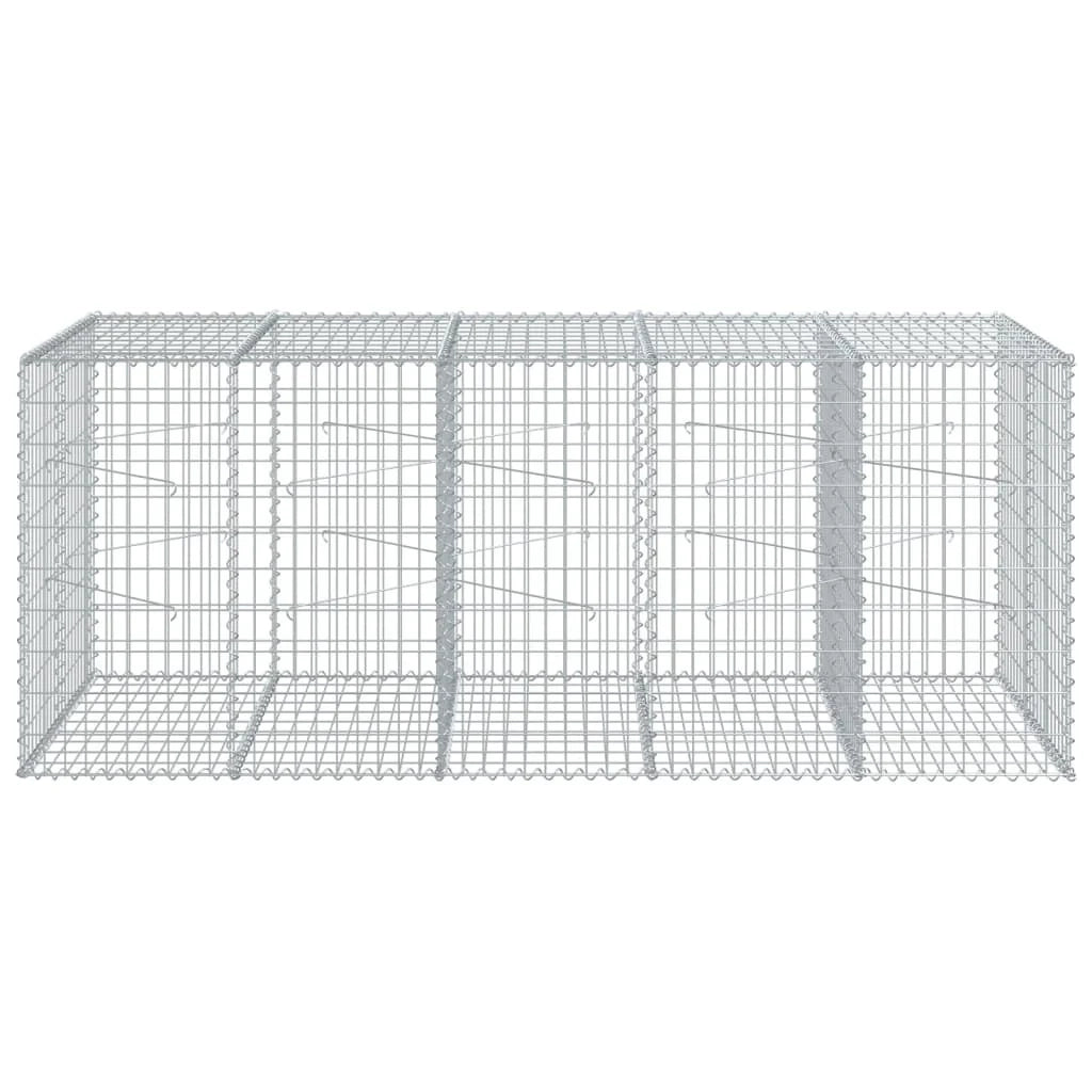 Gabbione recinto a gabbia muro di contenimento con coperchio 250 x 100 x 100 cm ferro zincato argento 02_0040147