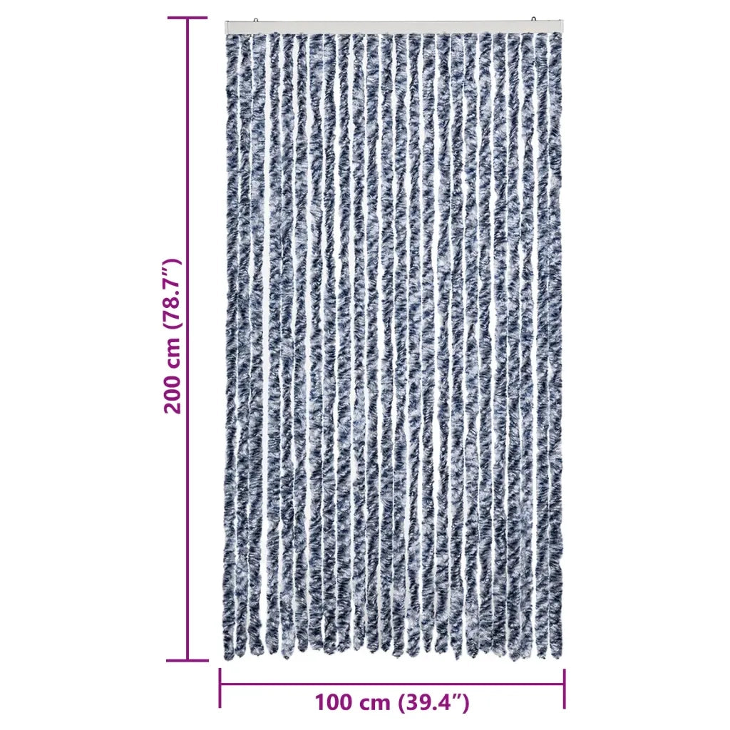 Tenda Antimosche-Zanzariera Blu e Bianca 100x200 cm in Ciniglia