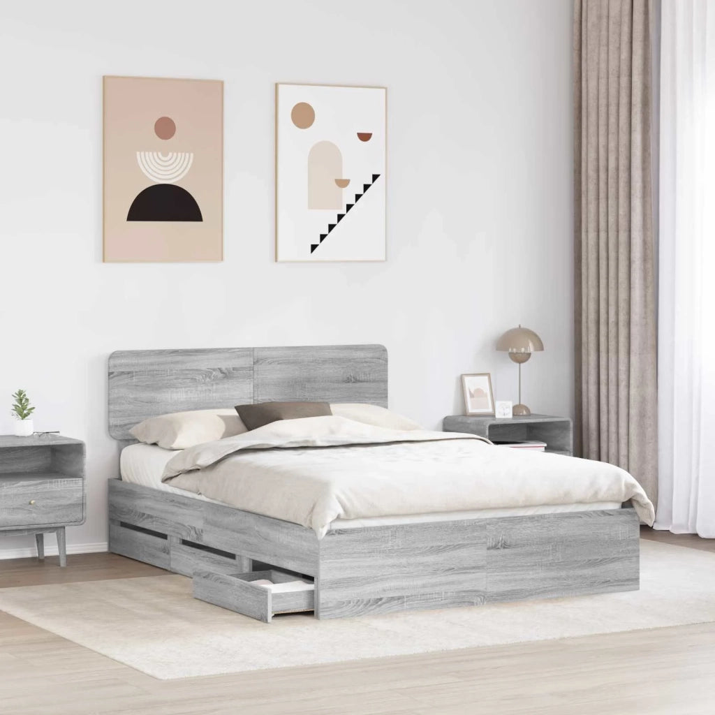 Struttura del letto con cassetto Sonoma grigia 160 x 200 cm 3412169
