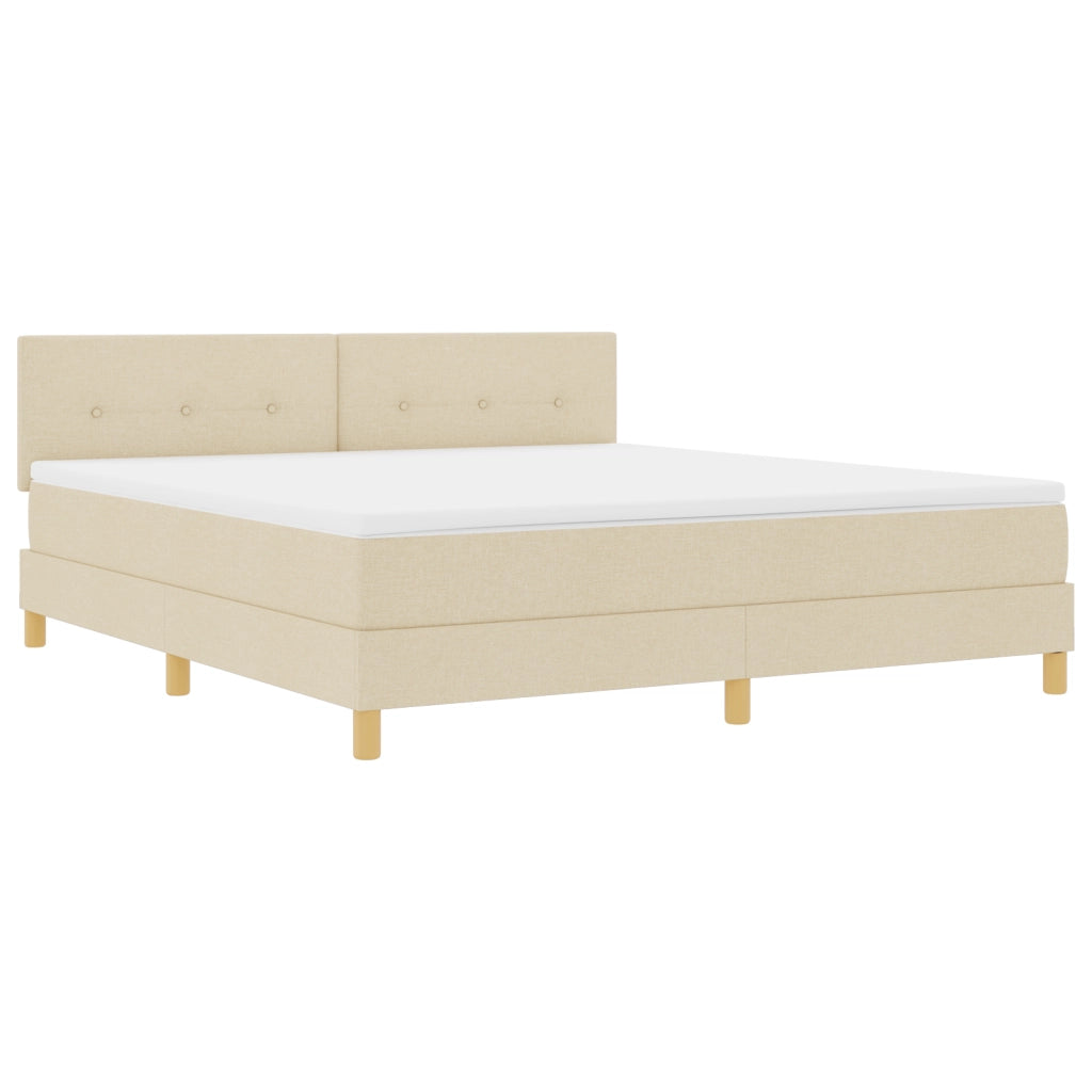 Letto con Contenitore con Materasso & LED Panna 180x200 cm Tessuto