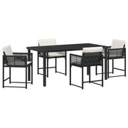 Set da Pranzo per Giardino 5 pz | Set Salotto da Giardino Nero polyrattan