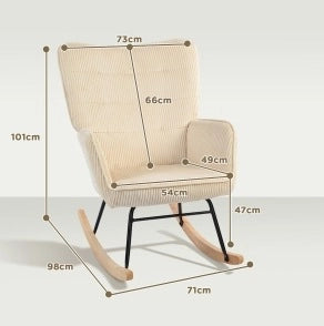 Poltrona a dondolo 98x71x101 cm beige in tessuto， con braccioli