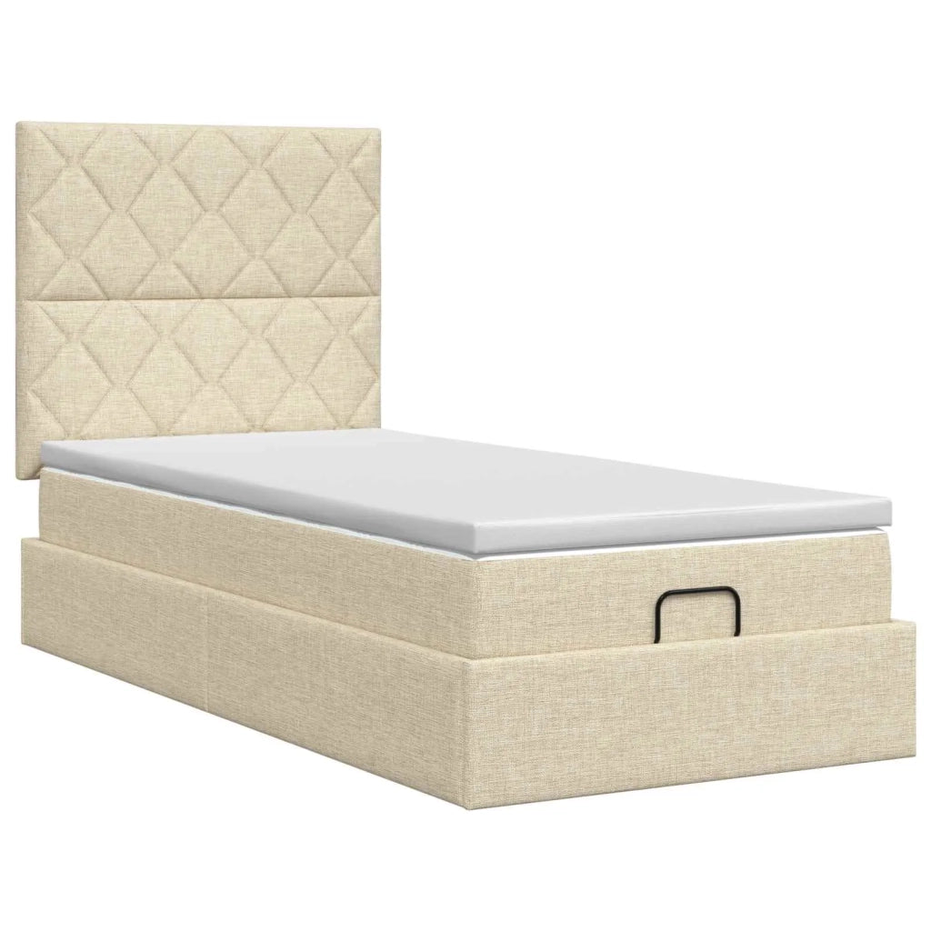 Letto ottomano con materasso Crema 90 x 200 cm Tessuto 3457547
