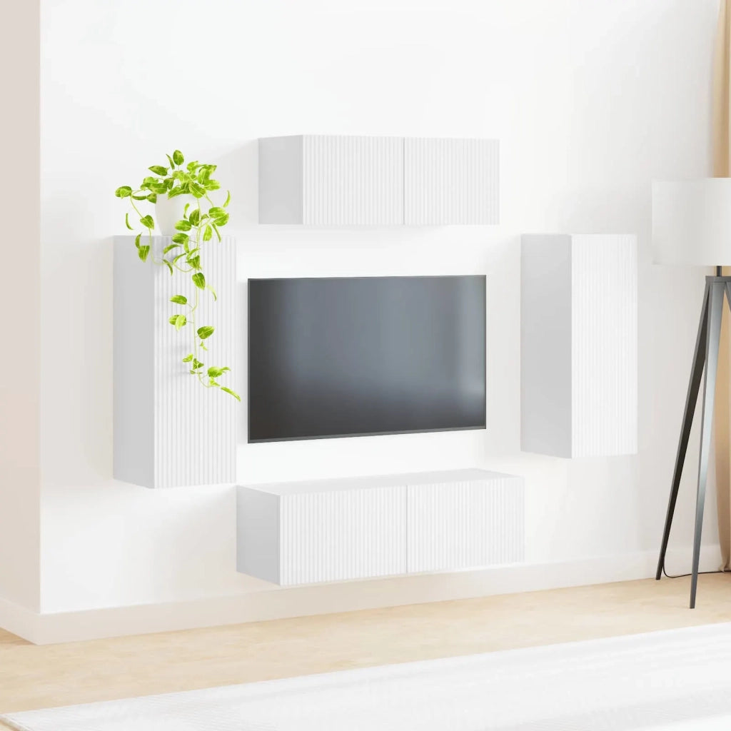 Set mobile TV 4 pcs Bianco Legno multistrato 3409159