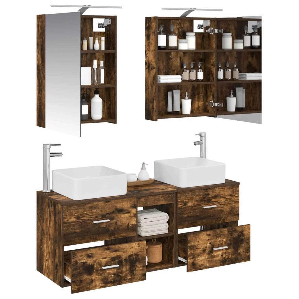 Set di mobili per il bagno 5 pcs Rovere Fumo 3406755