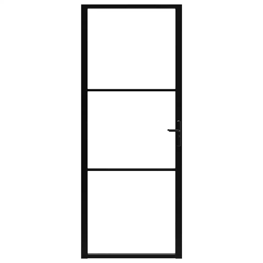 Porta da Interno ESG Vetro e Alluminio 83x201,5 cm Nera 151199