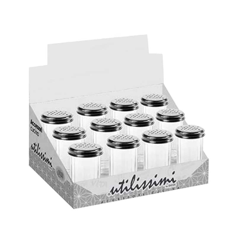 SPARGITORE IN VETRO TRASPARENTE DOSATORE IN ACCIAIO MULTIUSO DA CUCINA 8X14H CM