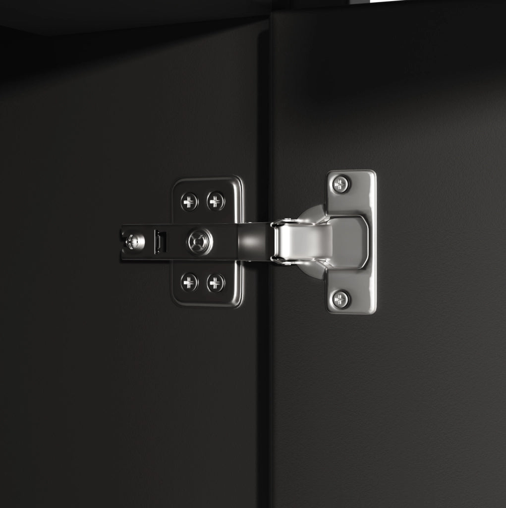 Credenza 120x35x167 cm con LED controllato da app; ripiani regolabili; vetro scorrevole; MDF e PB; nero