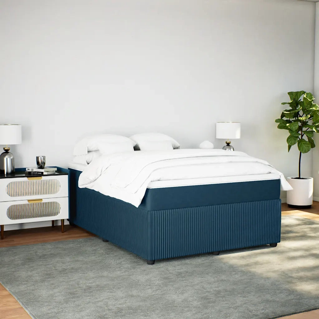 Giroletto a Molle con Materasso Blu Scuro 140x200 cm in Velluto