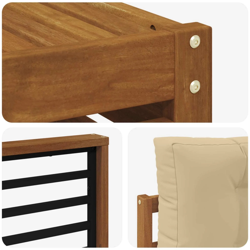 Set di divani da esterno con cuscino 9 pcs Naturale e Beige
